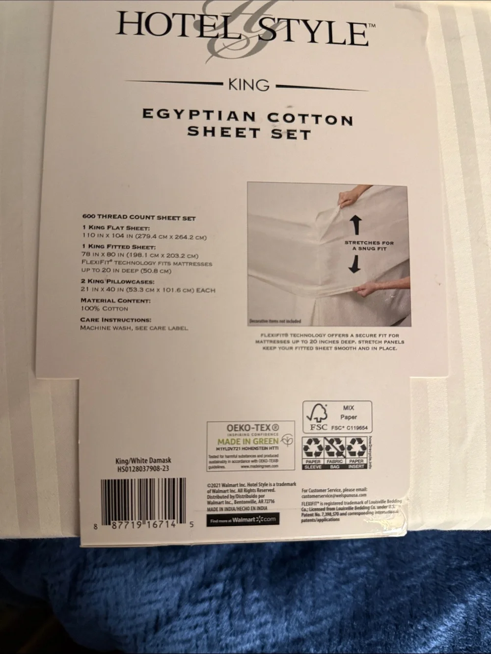 King Egyptian 600 Thread Count Cotton Sheet Set - White Damask Hotel Style